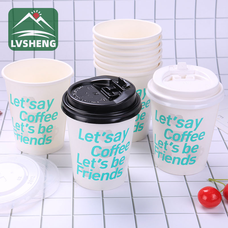8oz cangkir kertas polos dengan tutupnya